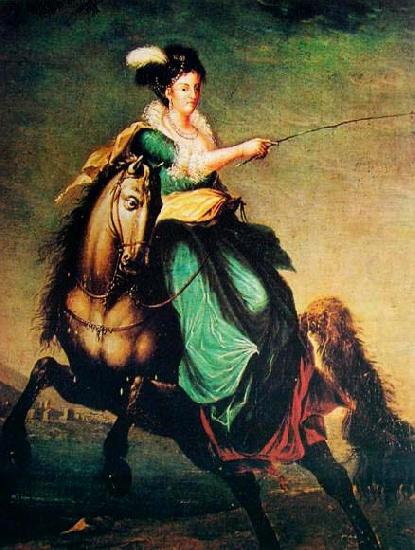 Equestrian portrait of Carlota Joaquina of Spain, unknow artist